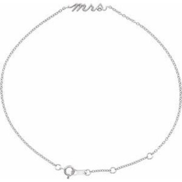 Kazi Luxury 14K White Gold Script Mrs 6 1/2-7 1/2